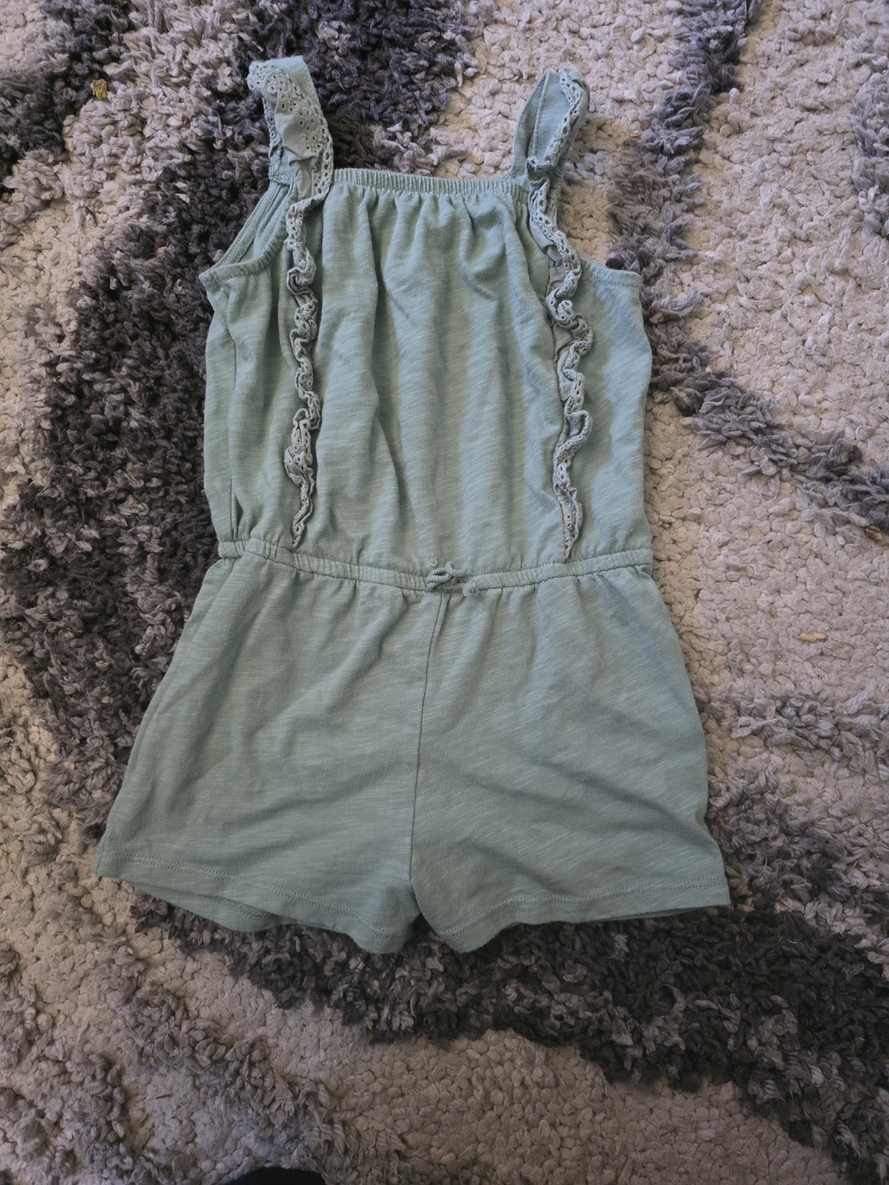 Carter's Light Mint Green Lace-Trim Romper